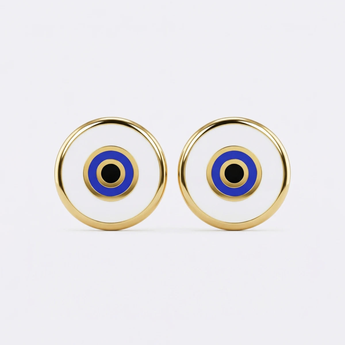 Everyday Protection Evil Eye Gold Stud Earrings | Tinyfacets | protective evil eye jewelry earrings