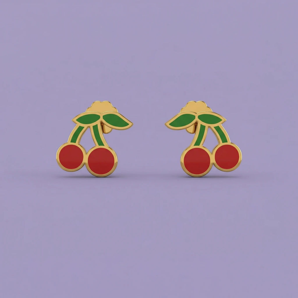 Cherry Pop Kids Gold Earrings | Tinyfacets | cherry pop kids gold earrings