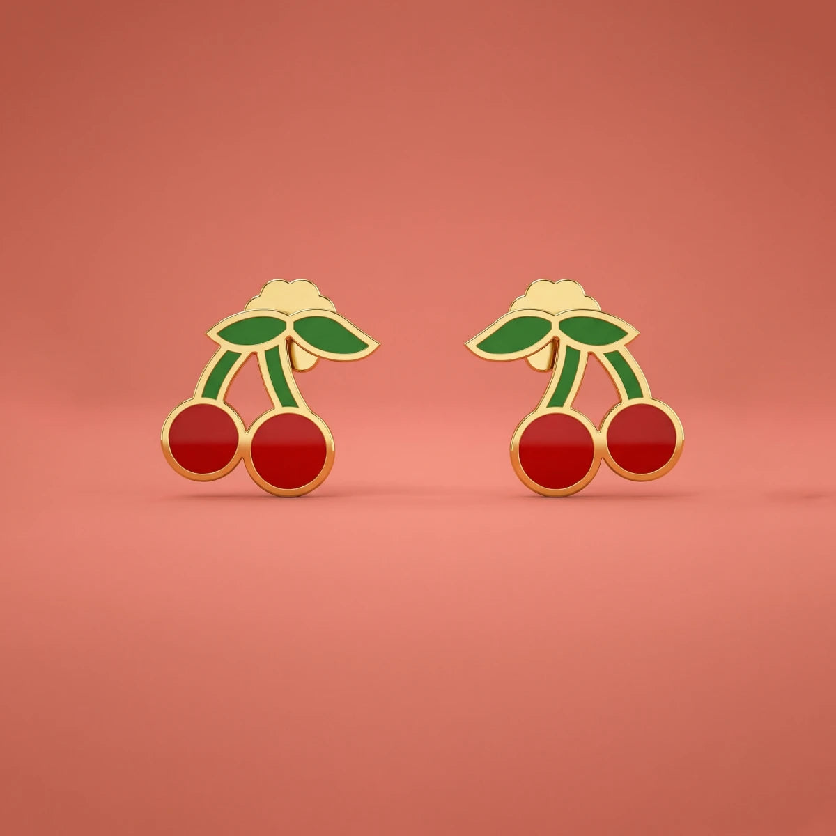 Cherry Pop Kids Gold Earrings | Tinyfacets | cute cherry pop kids gold earrings design