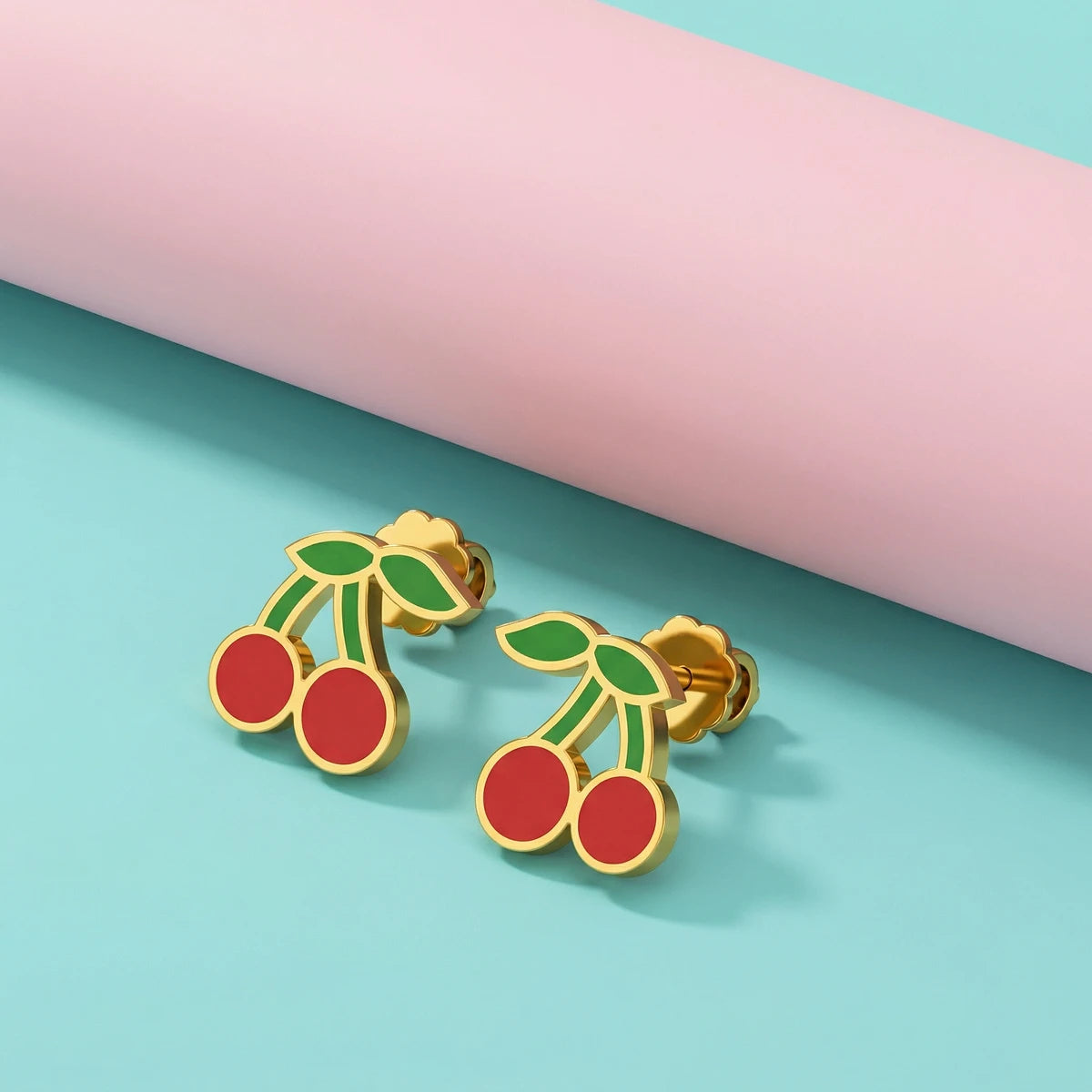 Cherry Pop Kids Gold Earrings | Tinyfacets | everyday cherry pop kids gold earrings wear