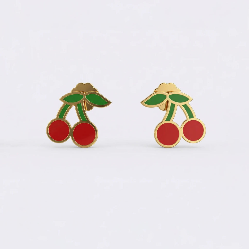 Cherry Pop Kids Gold Earrings | Tinyfacets | gold cherry pop kids gold earrings jewelry