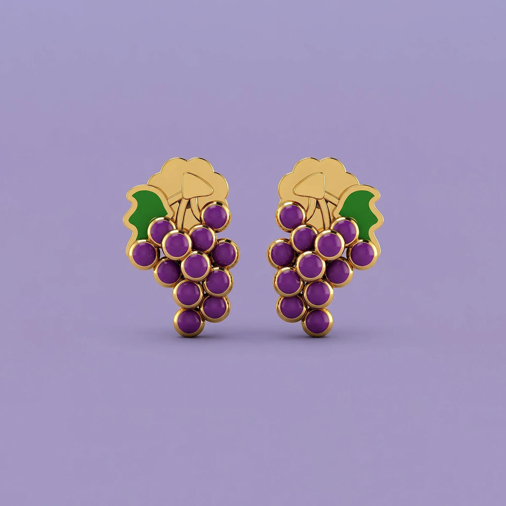Grape Charm Kids Stud Earrings | Tinyfacets | grape charm kids stud earrings
