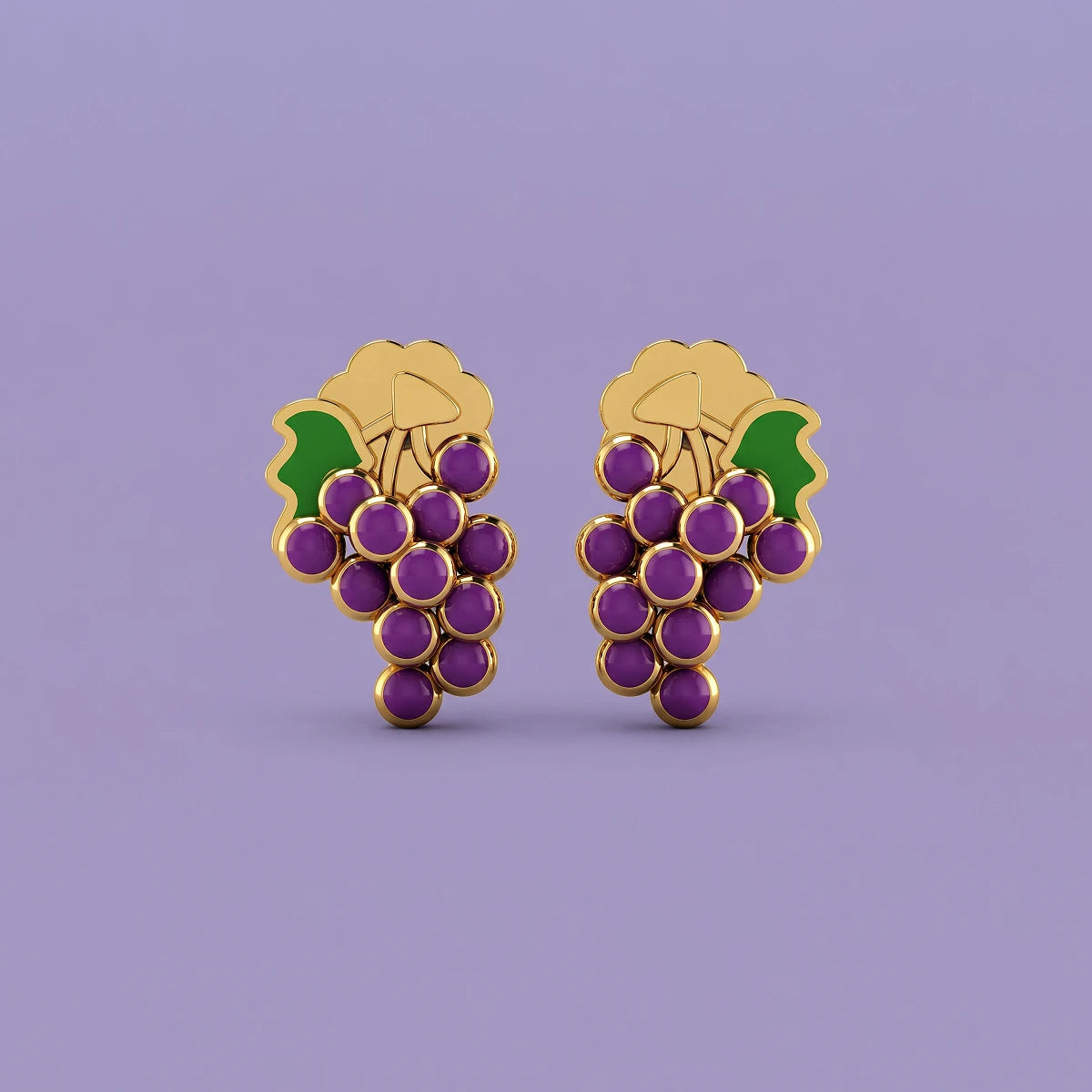 Grape Charm Kids Stud Earrings | Tinyfacets | grape charm kids stud earrings