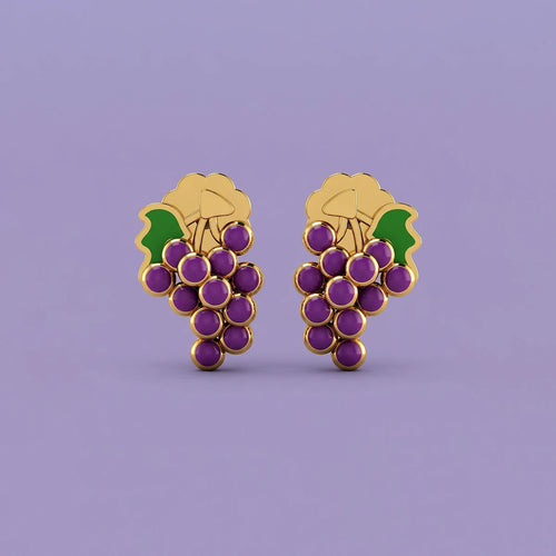 Grape Charm Kids Stud Earrings | Tinyfacets | grape charm kids stud earrings
