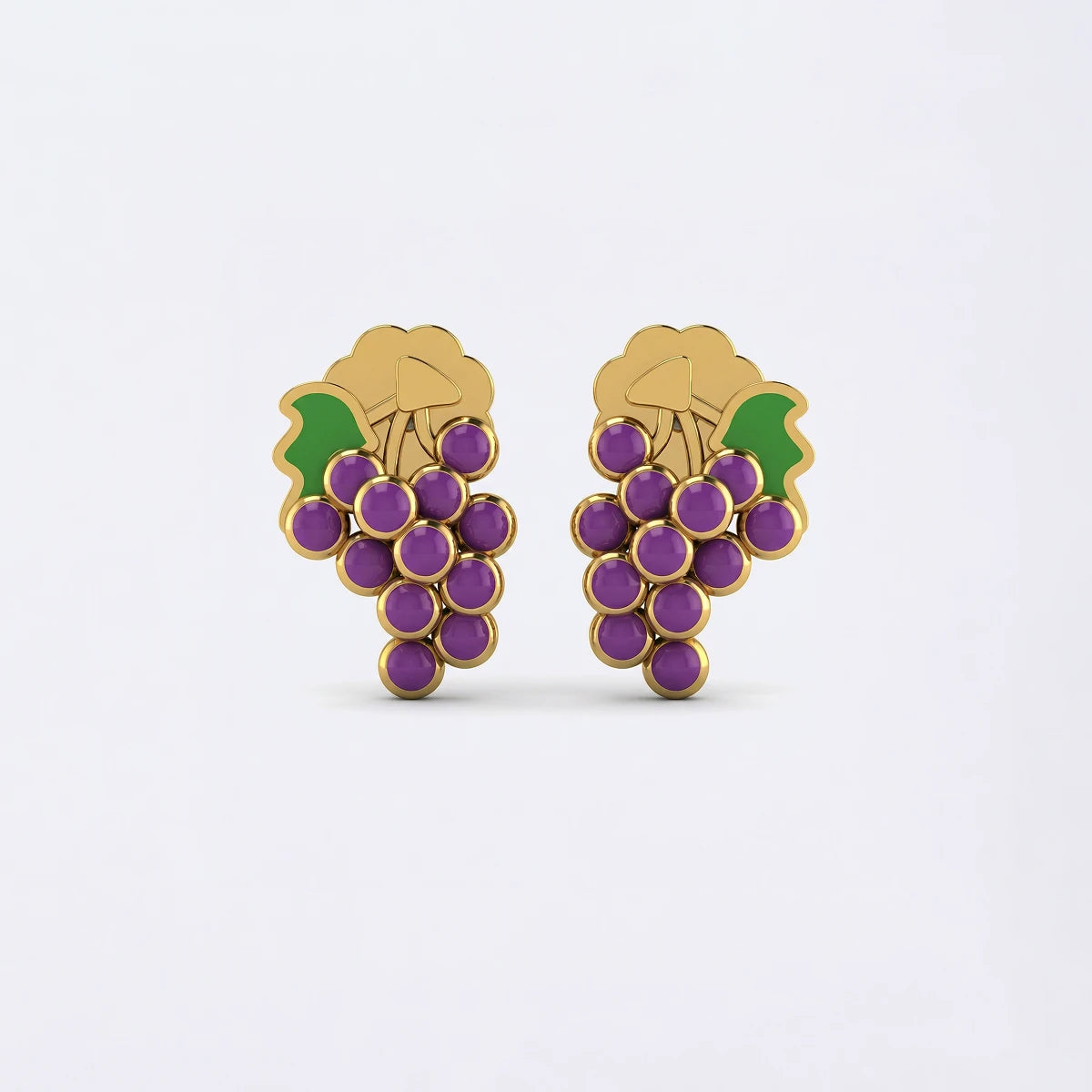 Grape Charm Kids Stud Earrings | Tinyfacets | gold grape charm kids stud earrings jewelry