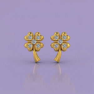 Flower Diamond Stud Earrings in Gold