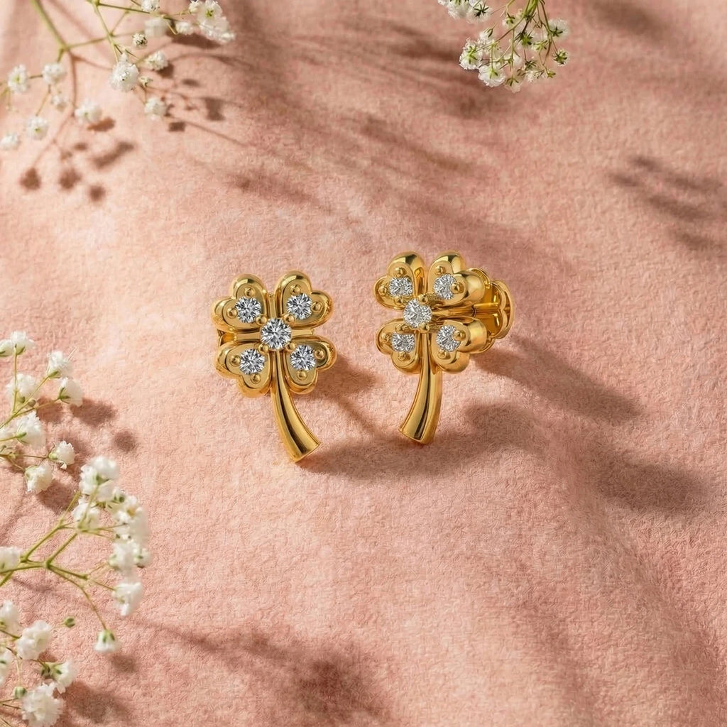 Golden Bloom Stud Earrings | Tinyfacets | minimal golden bloom stud earrings style