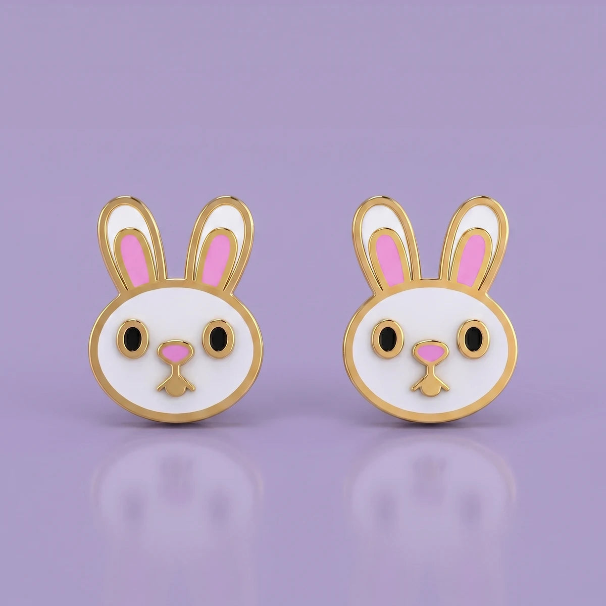 Bunny Bliss Gold Stud Earrings | Tinyfacets | bunny gold stud earrings cute