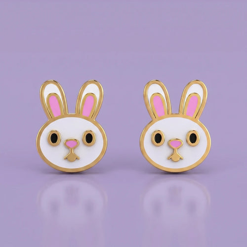 Bunny Bliss Gold Stud Earrings | Tinyfacets | bunny gold stud earrings cute