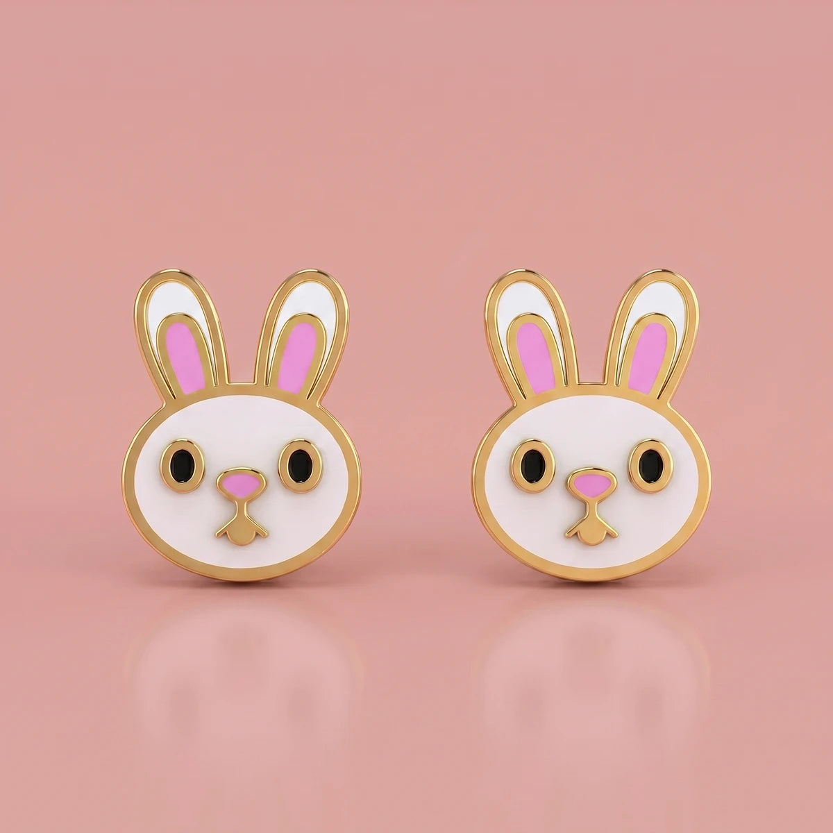 Bunny Bliss Gold Stud Earrings | Tinyfacets | rabbit earrings gold studs