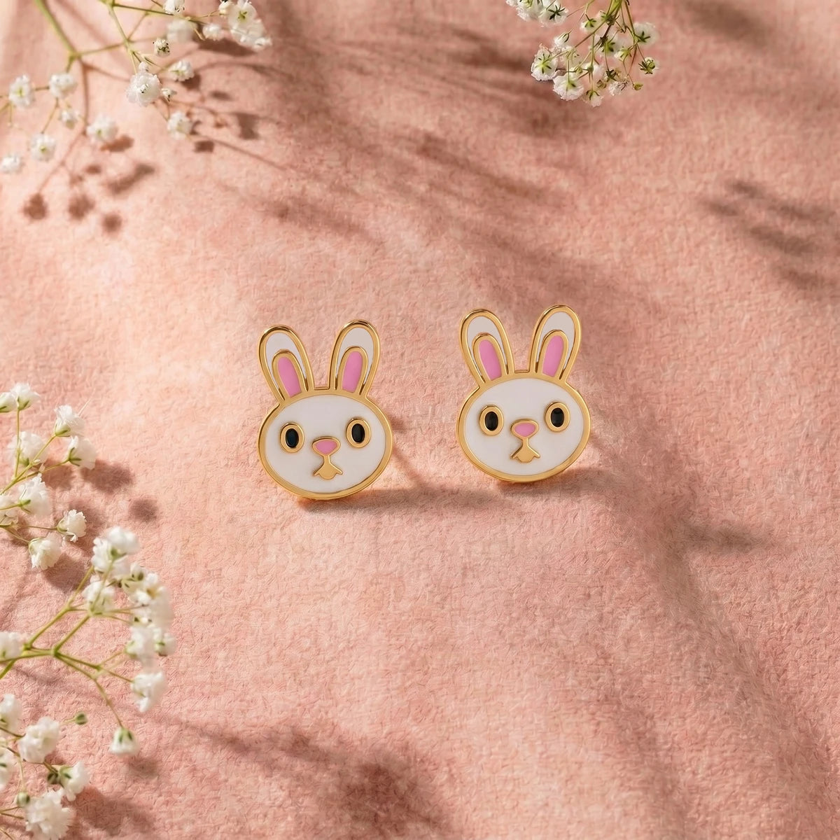 Bunny Bliss Gold Stud Earrings | Tinyfacets | cute bunny earrings everyday