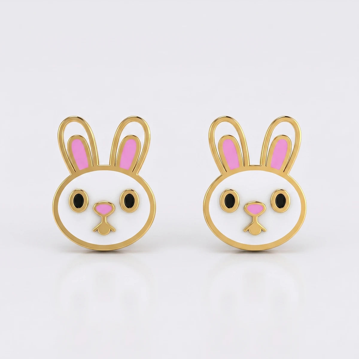 Bunny Bliss Gold Stud Earrings | Tinyfacets | animal stud earrings gold bunny