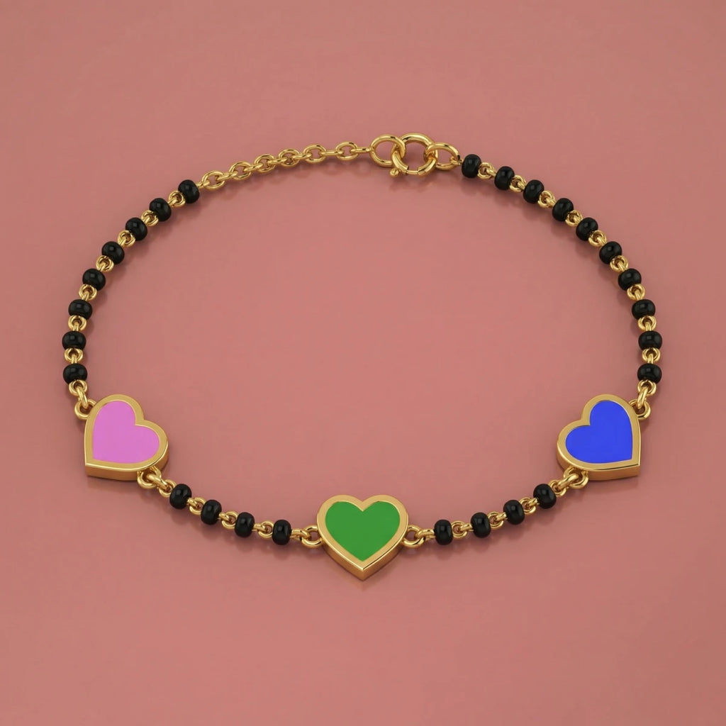 Three Hearts Nazariya Bracelet | Tinyfacets | cute three hearts nazariya bracelet design
