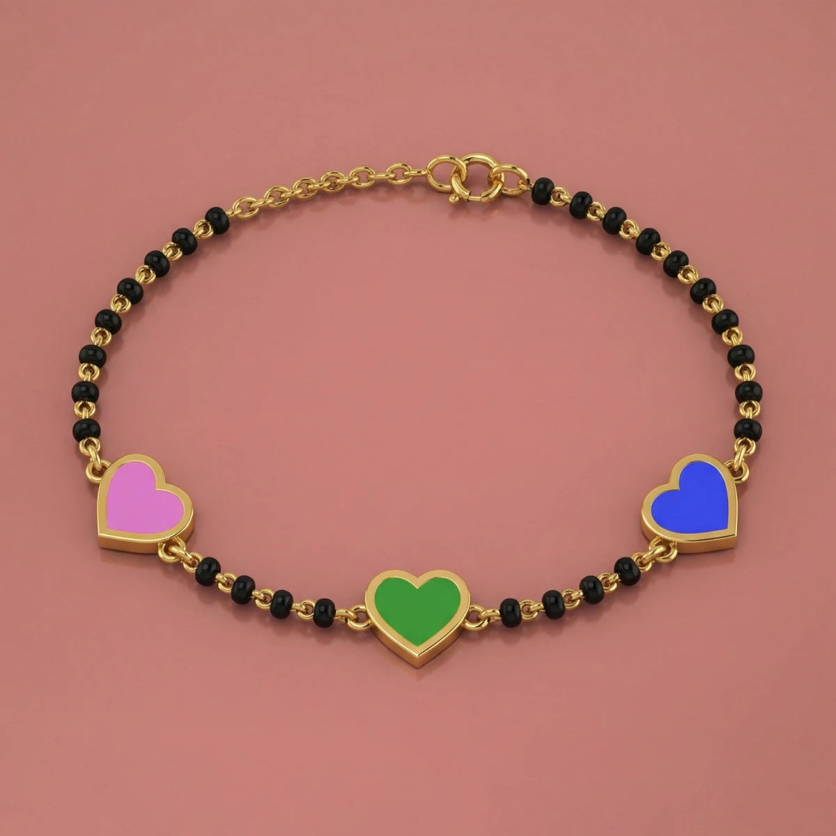 Three Hearts Nazariya Bracelet | Tinyfacets | cute three hearts nazariya bracelet design