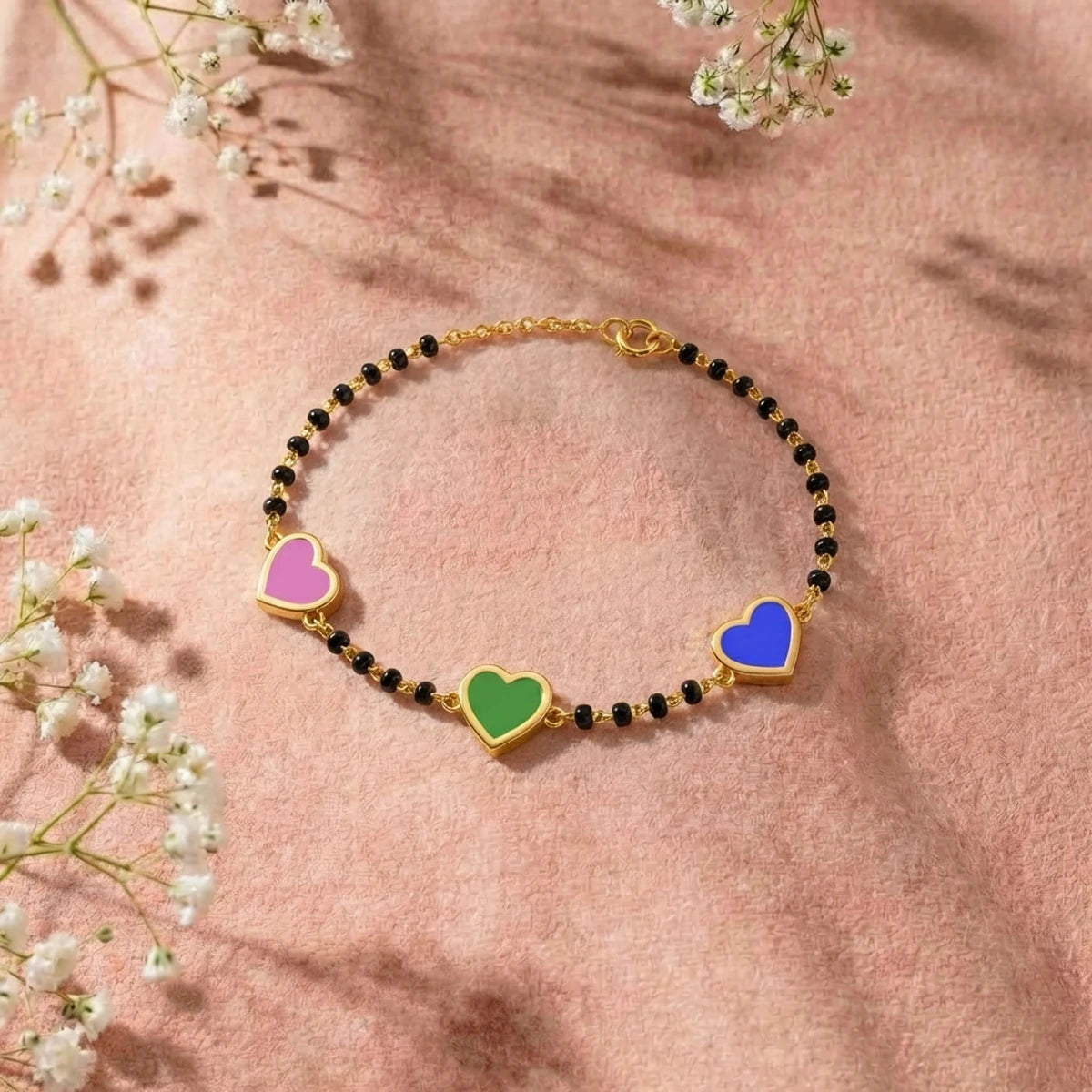 Three Hearts Nazariya Bracelet | Tinyfacets | minimal three hearts nazariya bracelet style