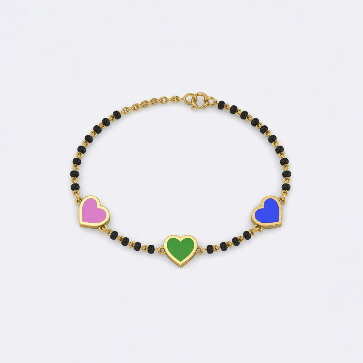 Three Hearts Nazariya Bracelet | Tinyfacets | gold three hearts nazariya bracelet jewelry