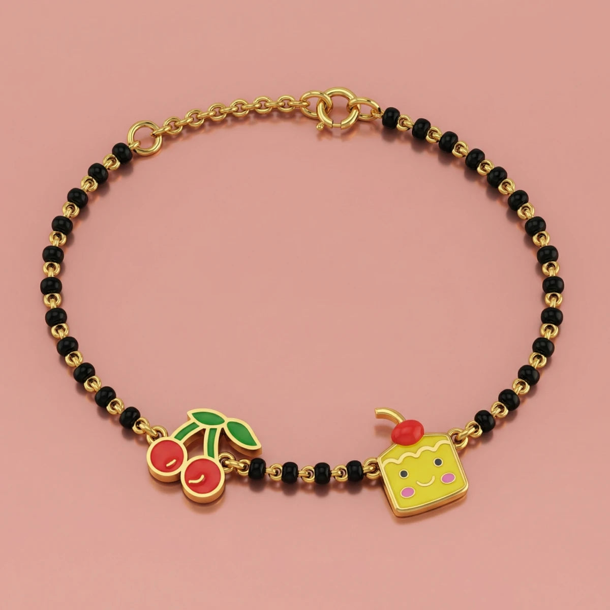 Cherry Cake Nazariya Bracelet | Tinyfacets | cute cherry cake nazariya bracelet design