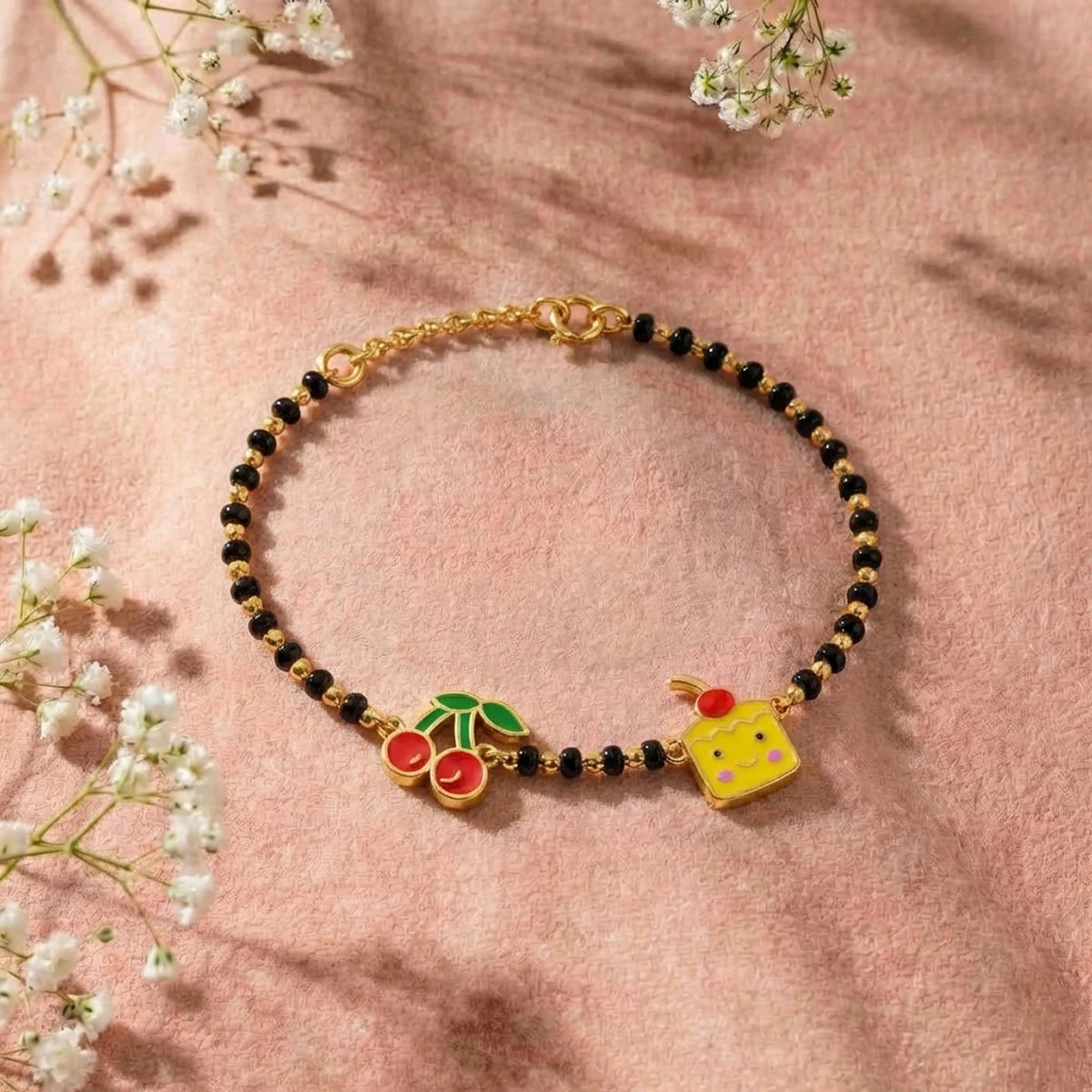 Cherry Cake Nazariya Bracelet | Tinyfacets | minimal cherry cake nazariya bracelet style
