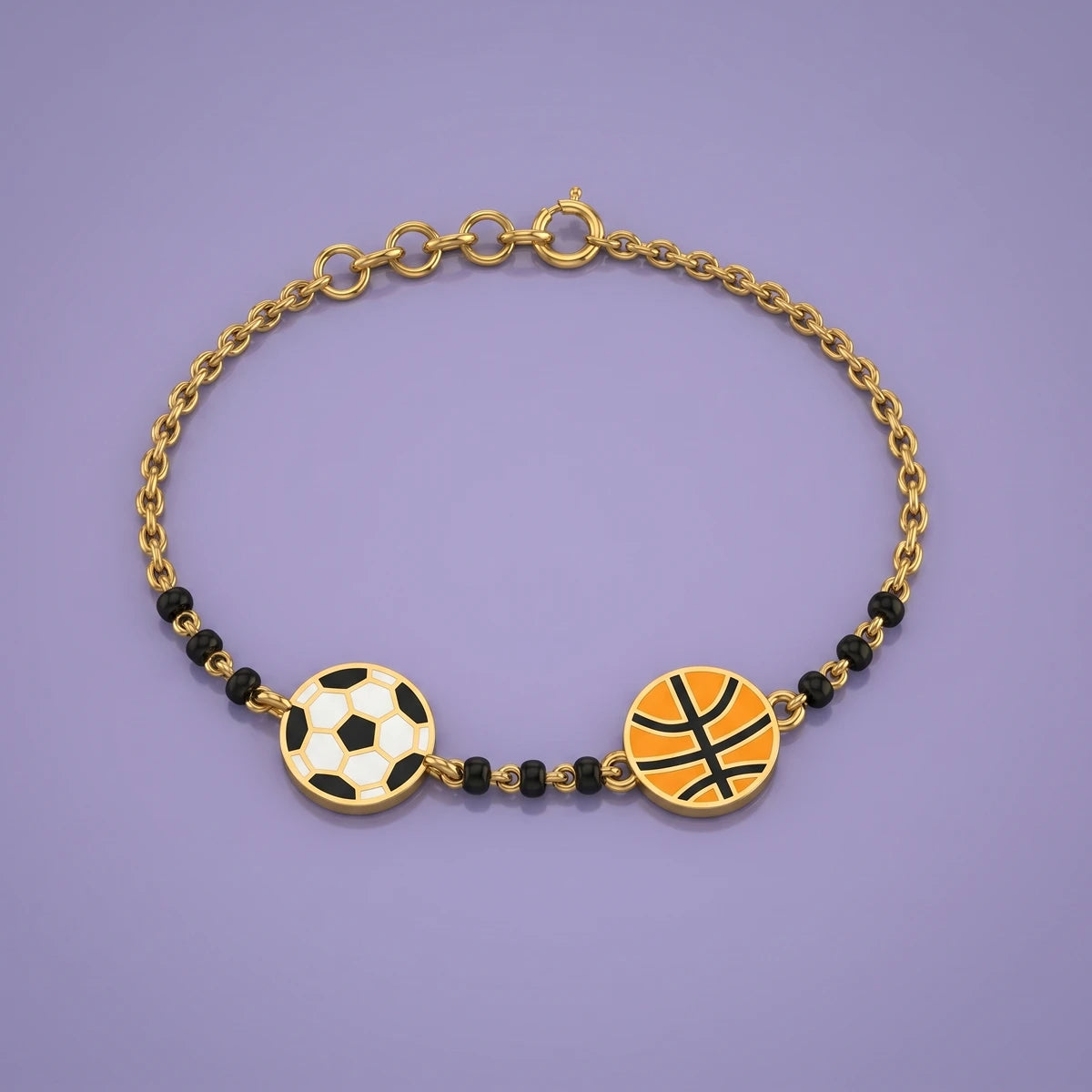 Little Champs Sports Nazariya Bracelet | Tinyfacets | football basketball charm bracelet