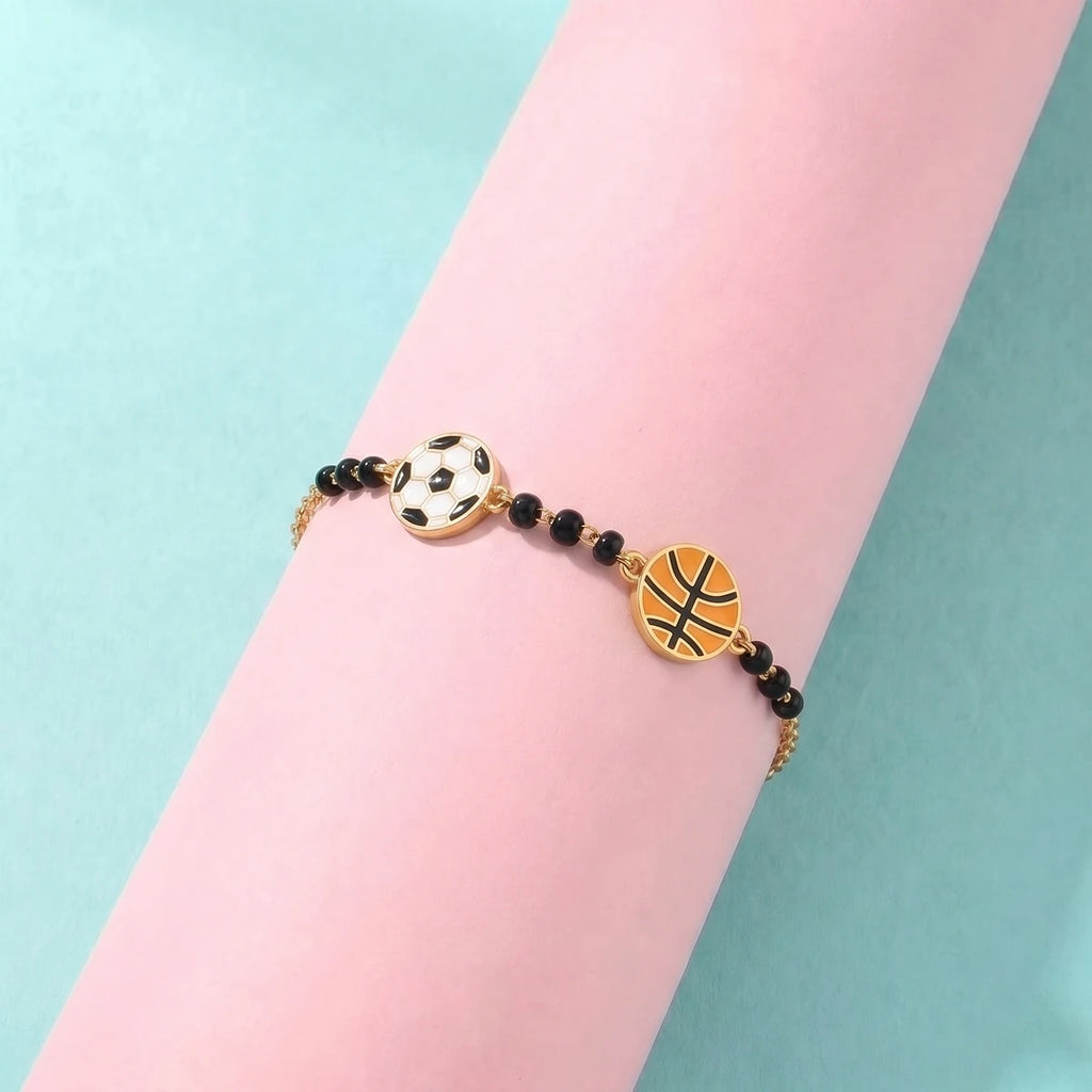 Little Champs Sports Nazariya Bracelet | Tinyfacets | gold bracelet with sports charms