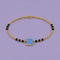 Blue elephant nazariya bracelet with black protective beads
