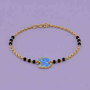Tiny Blue Baby Elephant Nazariya Bracelet in Gold