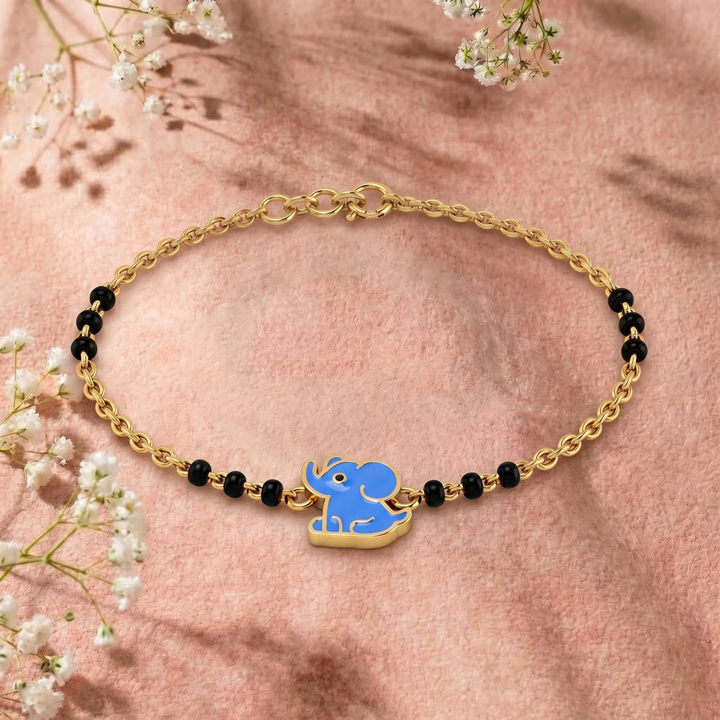 Tiny Blue Elephant Nazariya Bracelet | Tinyfacets | nazariya bracelet with elephant design