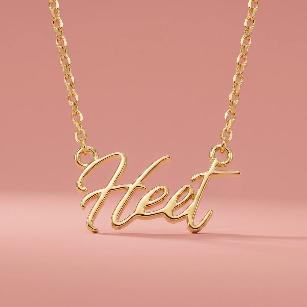Elegant Script Name Pendant in Gold Finish | Tinyfacets | custom name necklace gold finish
