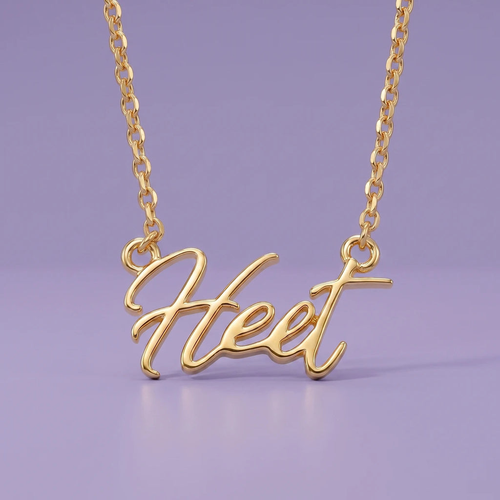 Elegant Script Name Pendant in Gold Finish | Tinyfacets | personalized gold name pendant cursive design