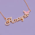 Butterfly Name Necklace in Rose Gold Finish | Tinyfacets | personalized butterfly name necklace rose gold