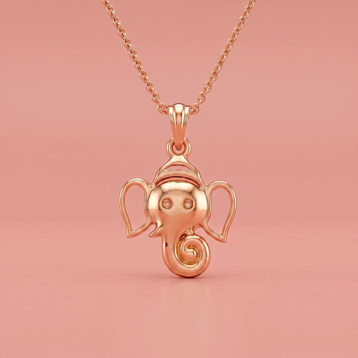 Kids rose gold necklace featuring elegant Ganpati charm pendant
