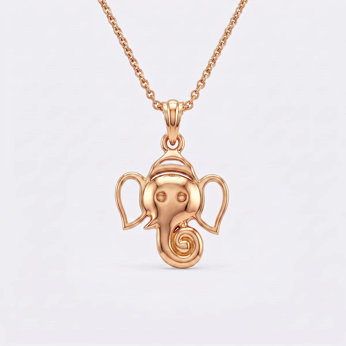 9KT rose gold Ganpati necklace designed for kids everyday wear