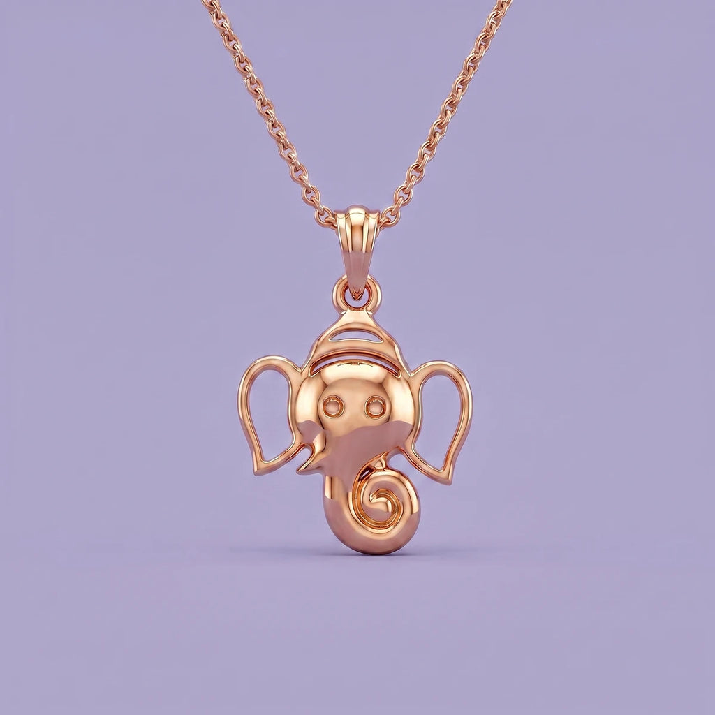 Little Ganesha rose gold necklace with divine Ganpati pendant for kids