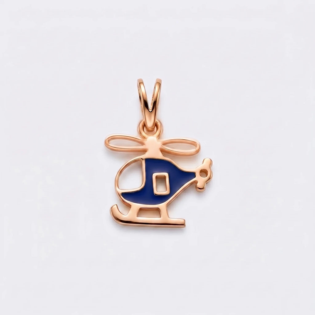Little Sky Explorer - Helicopter Kids Gold Pendant