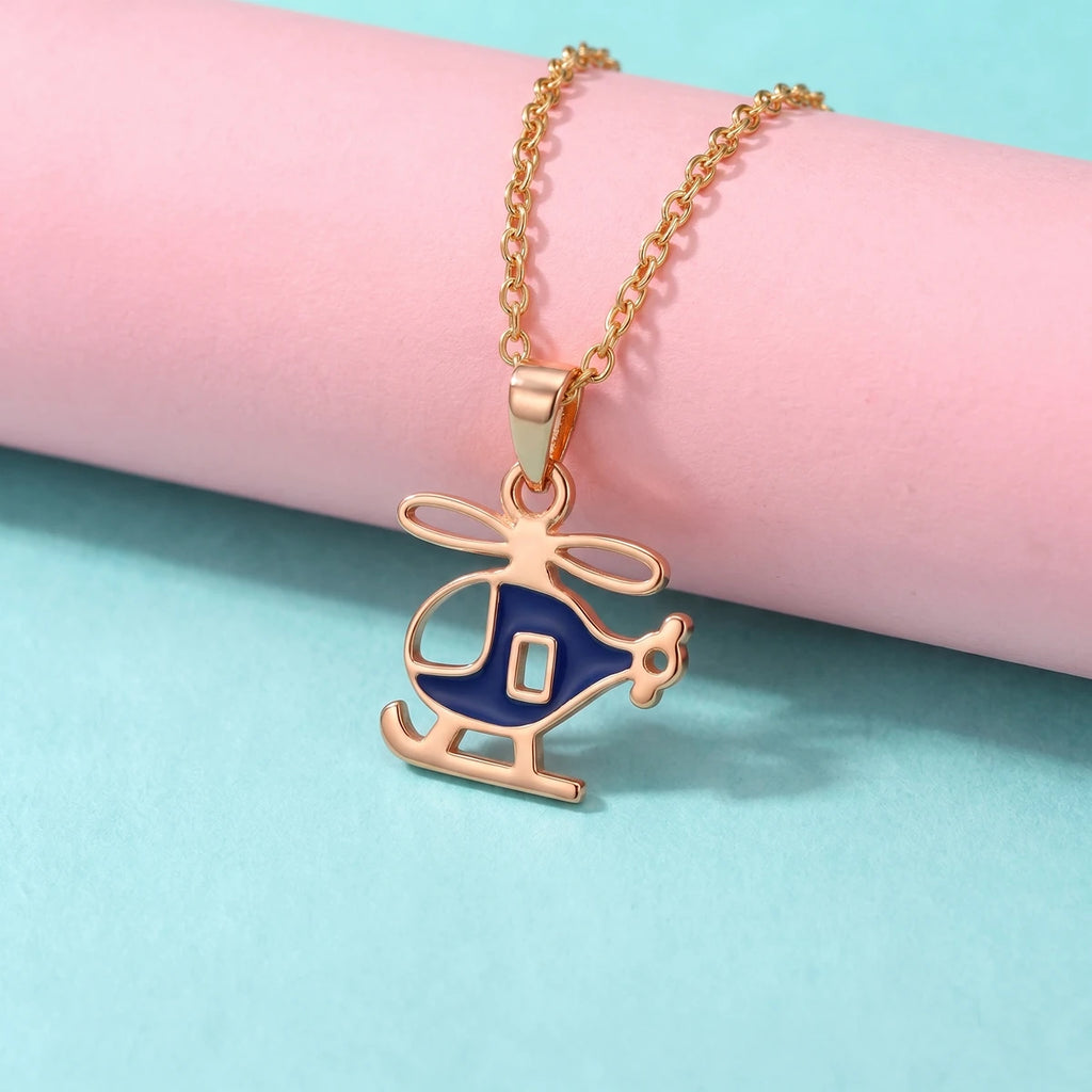 Little Sky Explorer - Helicopter Kids Gold Pendant