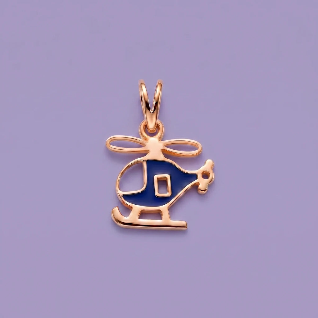 Little Sky Explorer - Helicopter Kids Gold Pendant