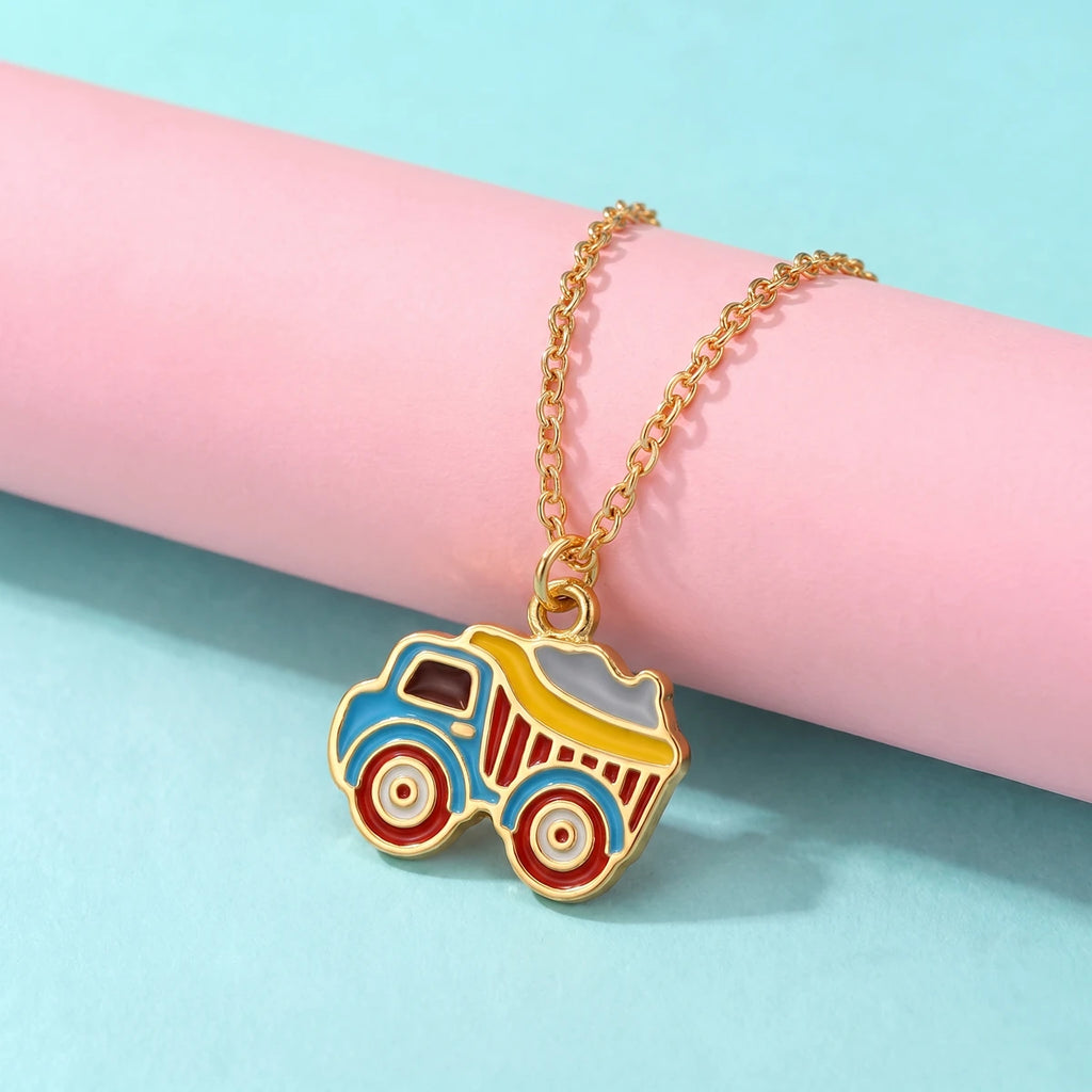 Truck On Wheels Gold Pendant