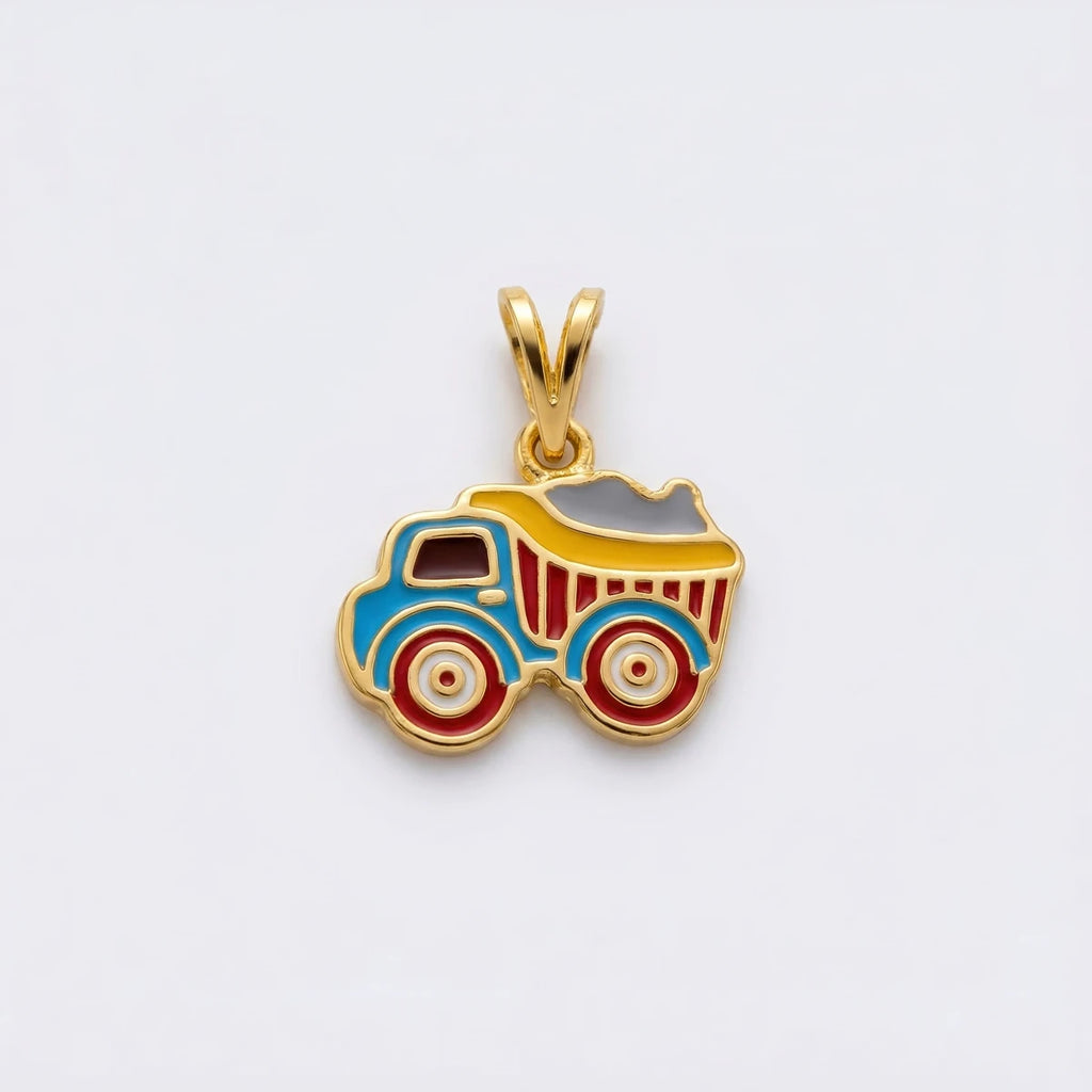 Little Wheels Truck Charm Gold Pendant | Tinyfacets | gold little wheels truck charm gold pendant jewelry