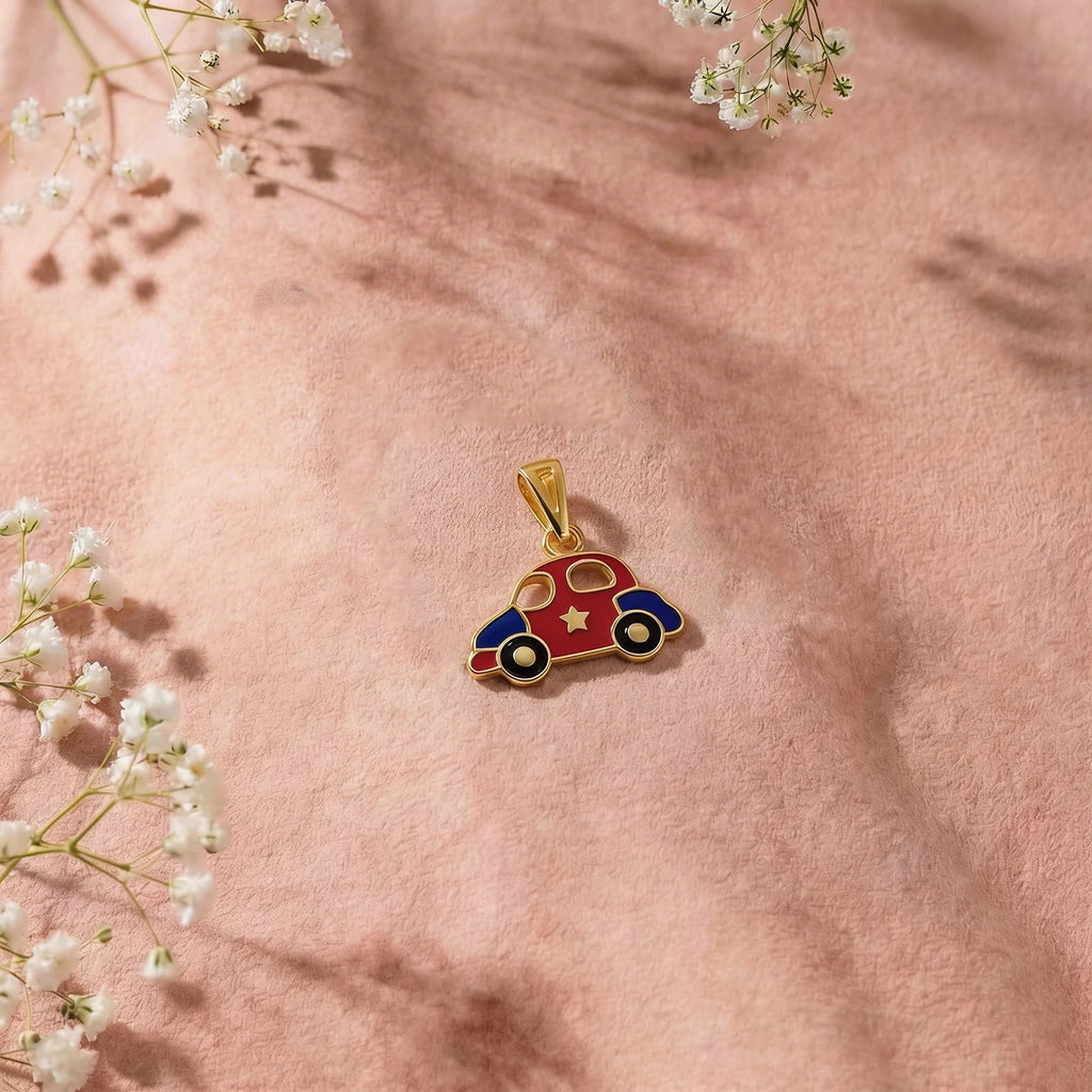 Little Roadster Kids Car Gold Pendant | Tinyfacets | minimal little roadster kids car gold pendant style