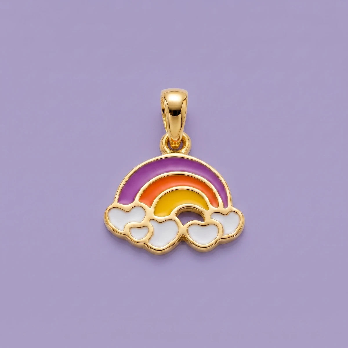 Little Rainbow Dreams - Kids Gold Pendant | Tinyfacets | pastel rainbow gold pendant with cloud design