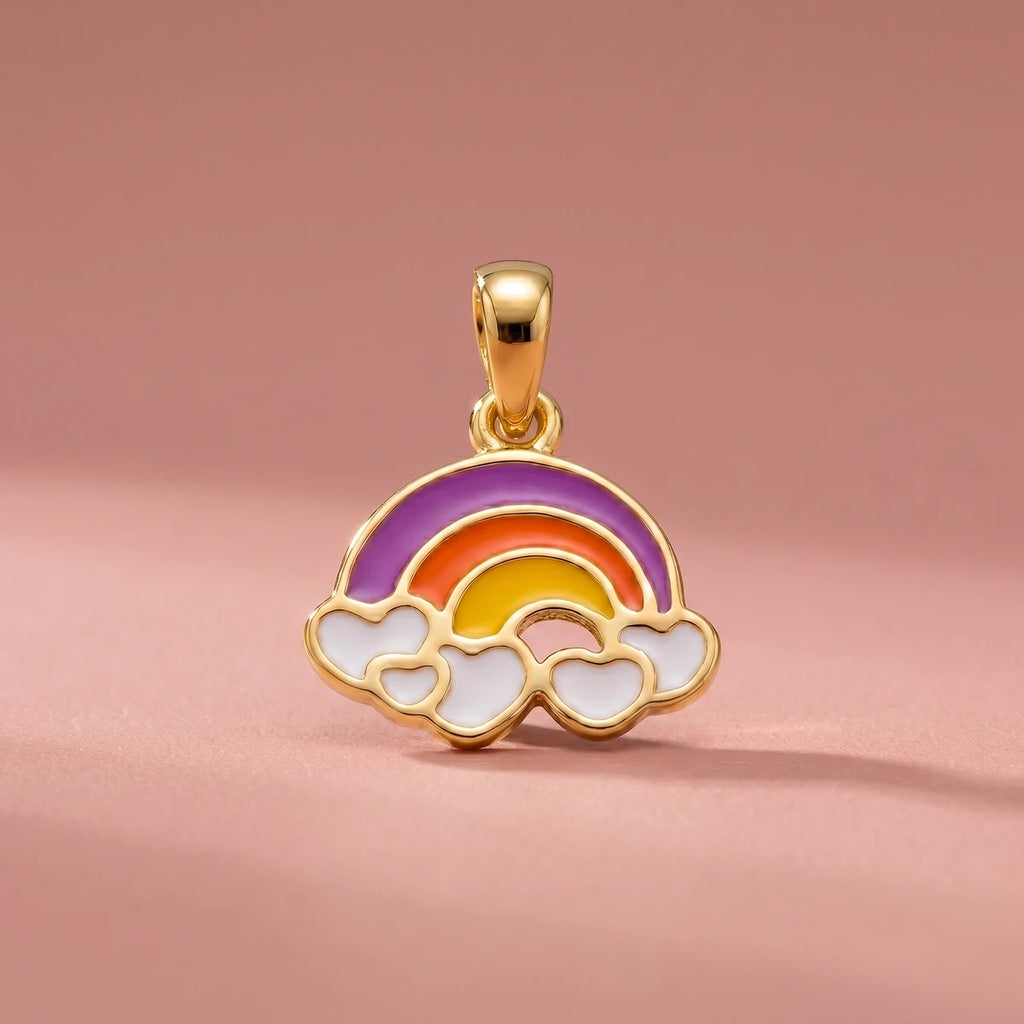 Little Rainbow Dreams - Kids Gold Pendant | Tinyfacets | kids rainbow necklace gold colorful charm