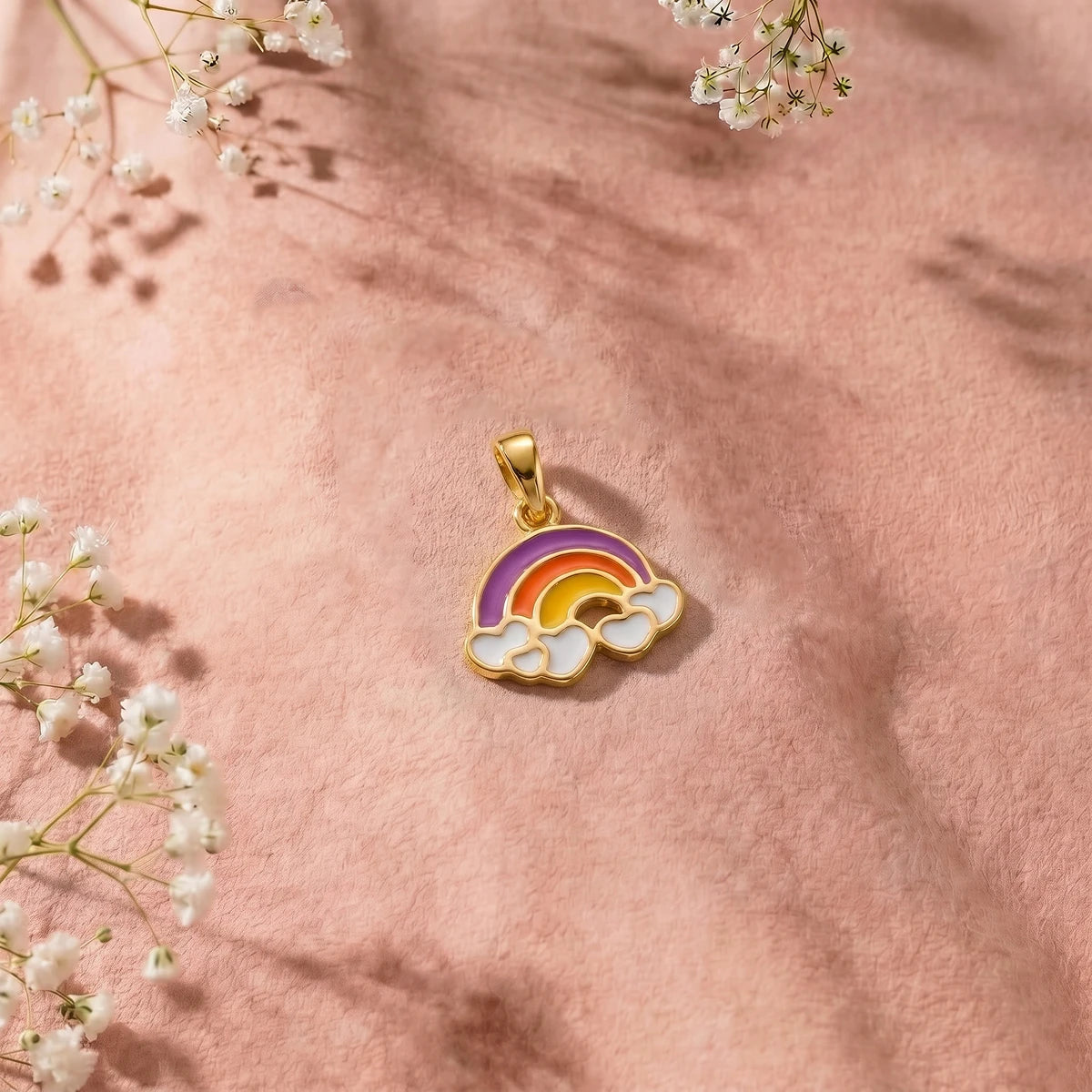 Little Rainbow Dreams - Kids Gold Pendant | Tinyfacets | playful rainbow jewelry gold pendant