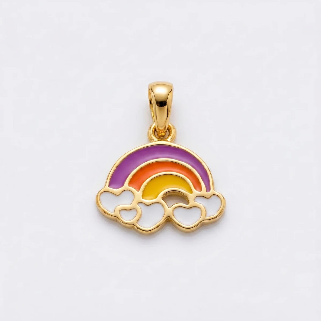Little Rainbow Dreams - Kids Gold Pendant | Tinyfacets | cute rainbow pendant enamel design
