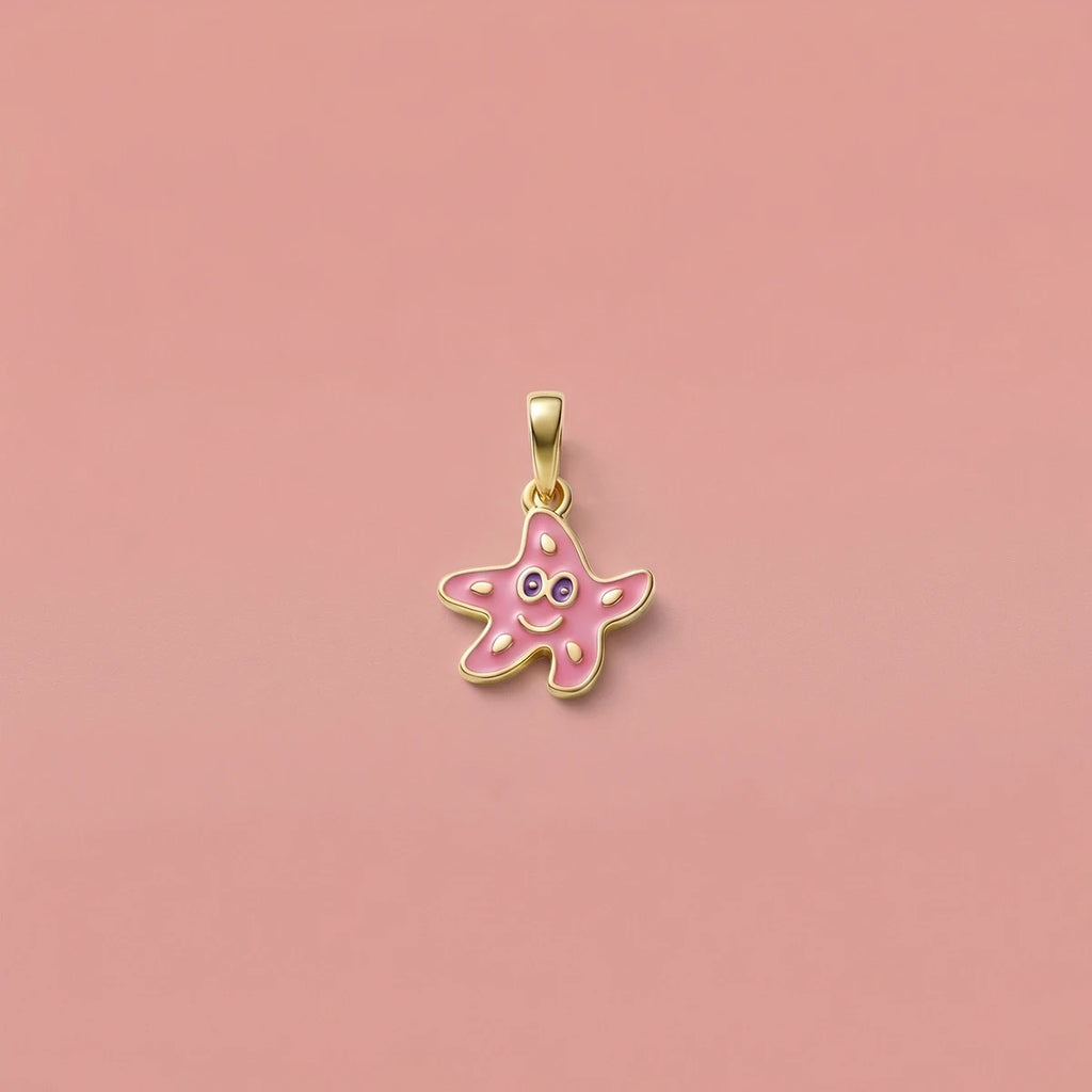 Little Ocean Friend Starfish Gold Pendant | Tinyfacets | cute little ocean friend starfish gold pendant design
