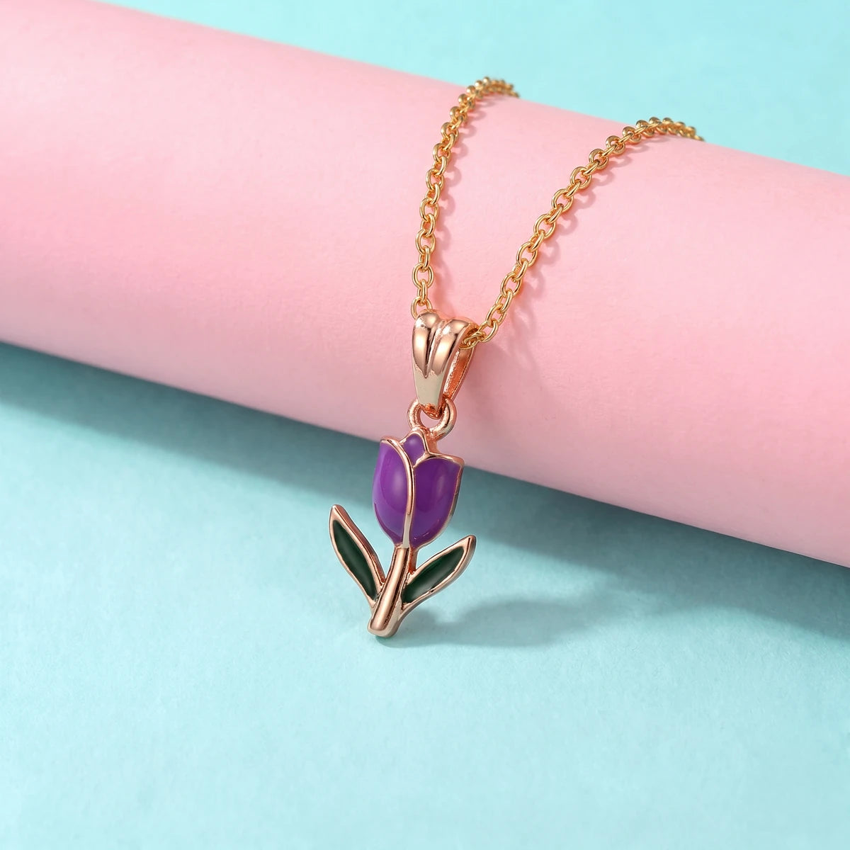 Purple Tulip Gold Pendant For Girls