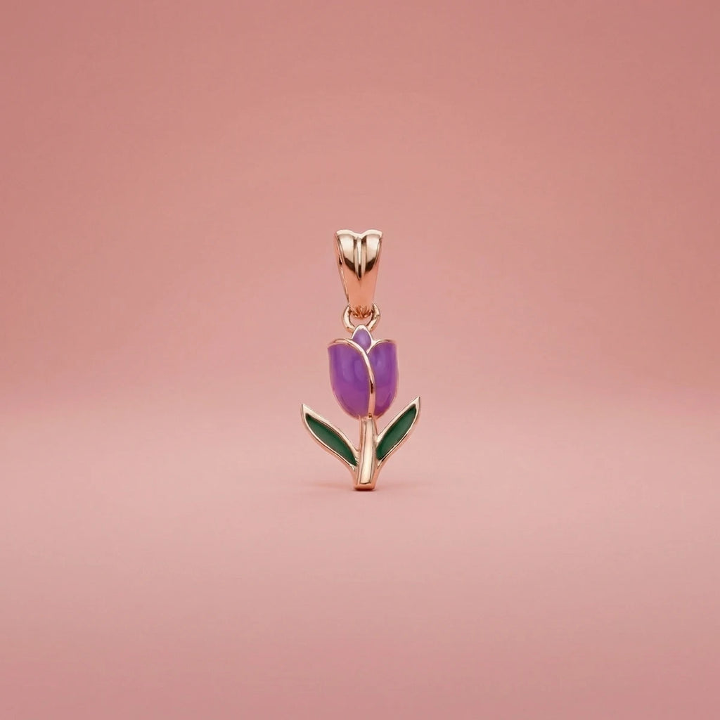 Little Tulip Bloom Gold Pendant | Tinyfacets | cute little tulip bloom gold pendant design