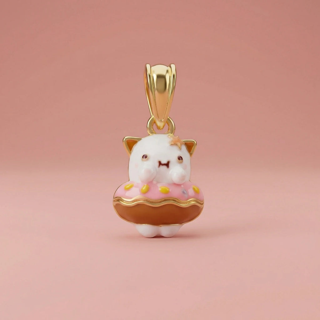 Cosmic Kitty Gold Pendant | Tinyfacets | cute cosmic kitty gold pendant design