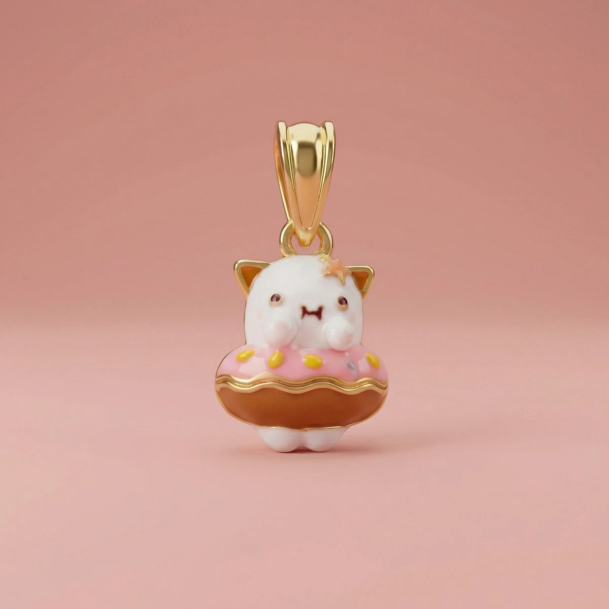 Cosmic Kitty Gold Pendant | Tinyfacets | cute cosmic kitty gold pendant design