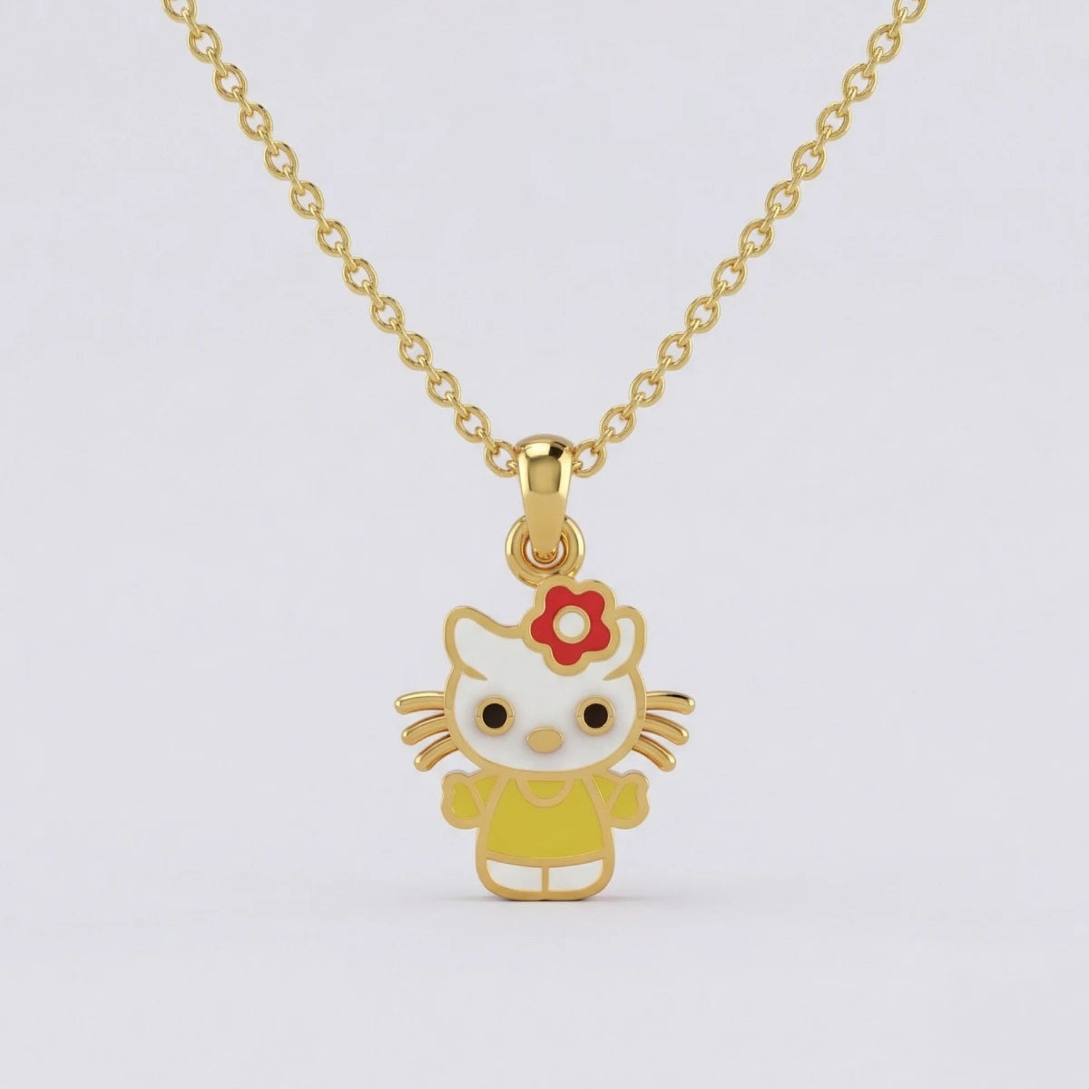 Floral Kitten Gold Pendant | Tinyfacets | gold floral kitten gold pendant jewelry