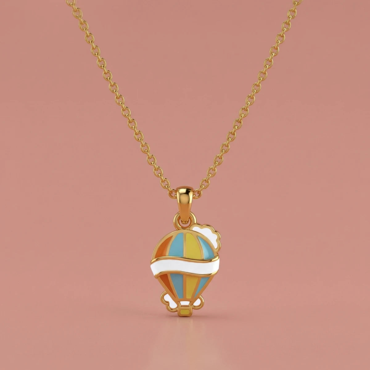 Little Sky Adventure Balloon Gold Pendant | Tinyfacets | cute little sky adventure balloon gold pendant design